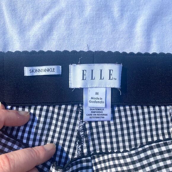 Elle Black Gingham Check Skinny Ankle Stretch Pants - Picture 6 of 7